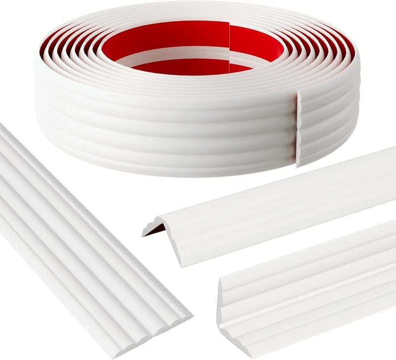 Elvone Wall Corner Protector & Edge Guard，Peel and Stick Wall Trim Moulding Inside & Outside Corner Molding Trim Caulk Strip, Self Adhesive Trim for Wall Edge,Ceiling,Countertop, 2.36” W x10’ L，White - Image 1